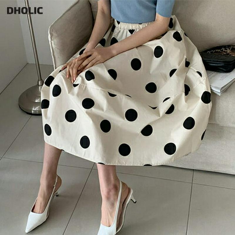 2TYPEフレアスカート・全3色・b59095 レディース【sk】【スカート ミディ丈 ミディスカート ドット 柄 無地 単色 