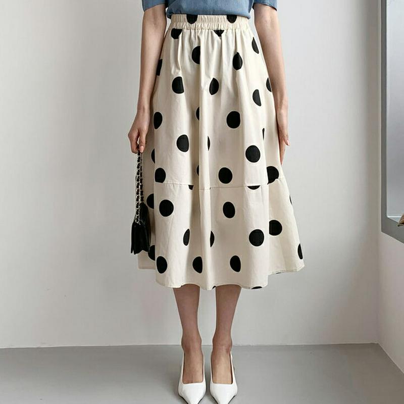 2TYPEフレアスカート・全3色・b59095 レディース【sk】【スカート ミディ丈 ミディスカート ドット 柄 無地 単色 