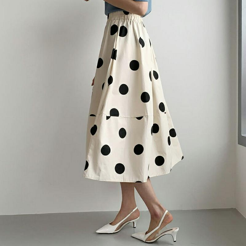 2TYPEフレアスカート・全3色・b59095 レディース【sk】【スカート ミディ丈 ミディスカート ドット 柄 無地 単色 