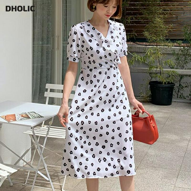 フリルフローラルワンピース・全2色・t59096 レディース【ops】【ワンピース ロング ロングワンピース 花柄 フラワー 半