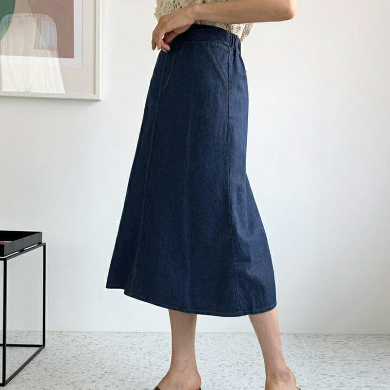 ステッチデニムフレアスカート・全2色・b55965 レディース【sk】【スカート ロング ロングスカート デニム デニムスカート