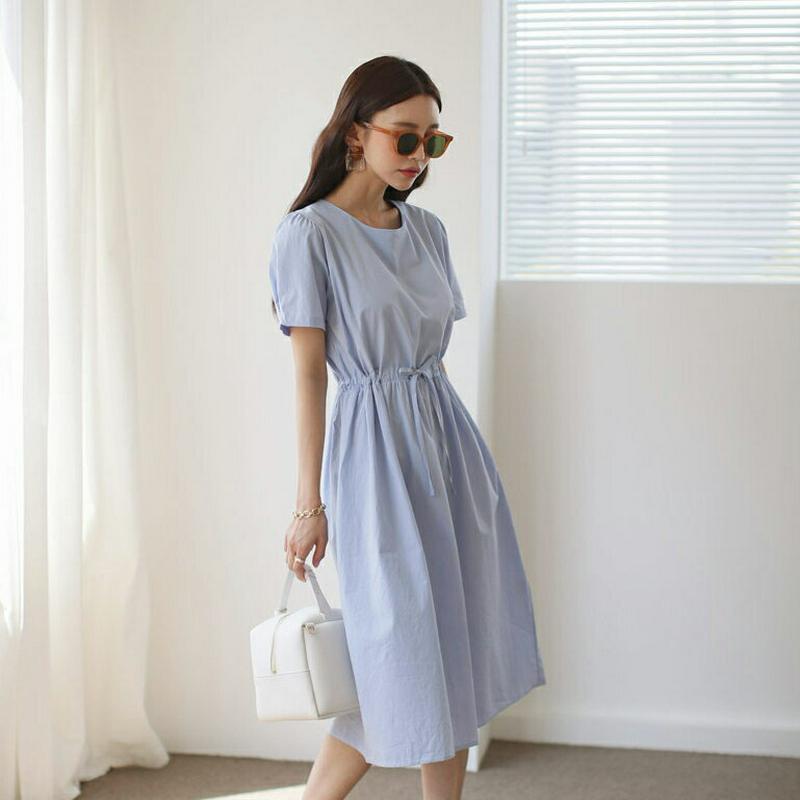 ドロストフレアワンピース・全4色・t55968 レディース【ops】【ワンピース ミディ丈 ミディワンピース 半袖 ドロスト フ