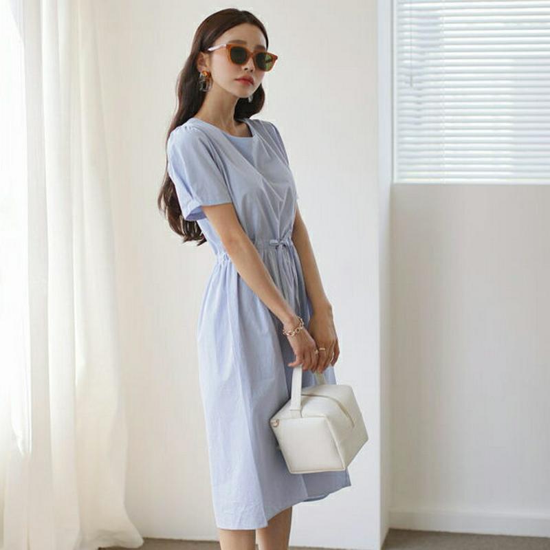 ドロストフレアワンピース・全4色・t55968 レディース【ops】【ワンピース ミディ丈 ミディワンピース 半袖 ドロスト フ