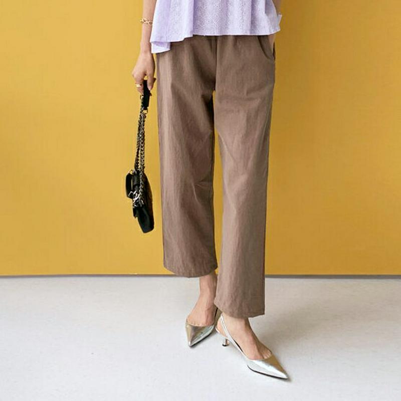リネン混ドロストパンツ・全5色・t55971 レディース【pt】【パンツ ロングパンツ ズボン ボトムス リネン 単色 無地 シ