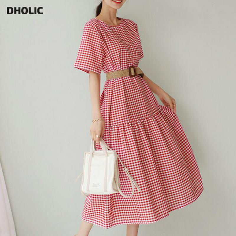 チェックフレアワンピース・全2色・b55967 レディース【ops】【ワンピース ロング ロングワンピース チェック チェック柄