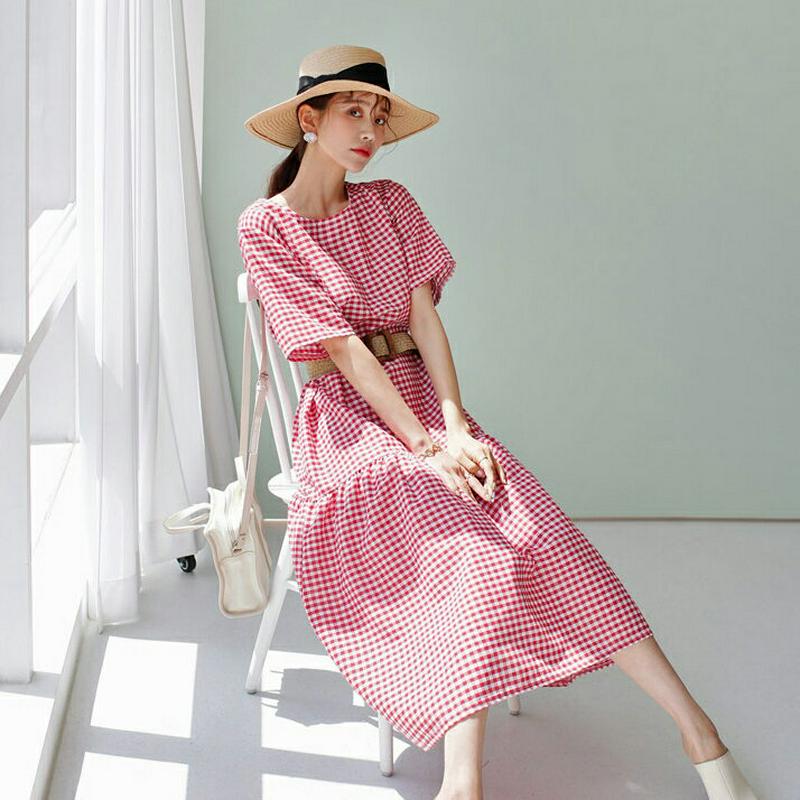 チェックフレアワンピース・全2色・b55967 レディース【ops】【ワンピース ロング ロングワンピース チェック チェック柄