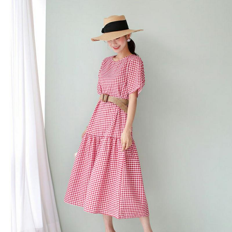 チェックフレアワンピース・全2色・b55967 レディース【ops】【ワンピース ロング ロングワンピース チェック チェック柄