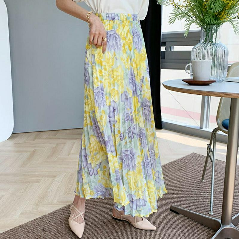 フローラルプリーツスカート・全2色・b55955 レディース【sk】【スカート ロング ロングスカート 花柄 フラワー フェミニ