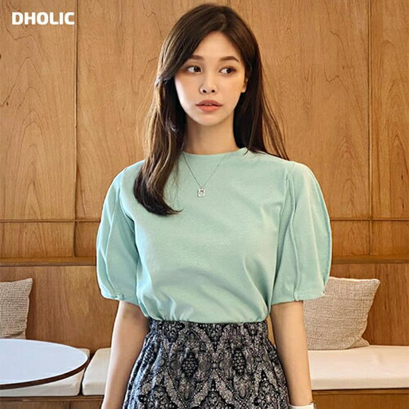 ピンタックスリーブTシャツ・全4色・t62036 レディース【tops】【トップス Tシャツ 半袖 ハーフスリーブ タック　単色