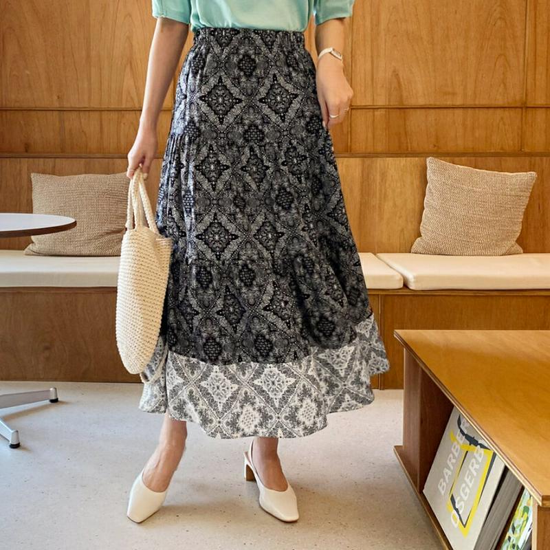 ペイズリーロングスカート・全2色・b61990 レディース【sk】【スカート ロング ロングスカート 総柄 ペイズリー バンダナ
