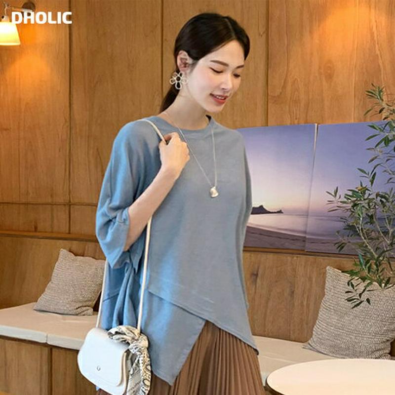 アンバランスケープTシャツ・全4色・b62039 レディース【tops】【トップス Tシャツ アンバランス ケープ 単色 無地 