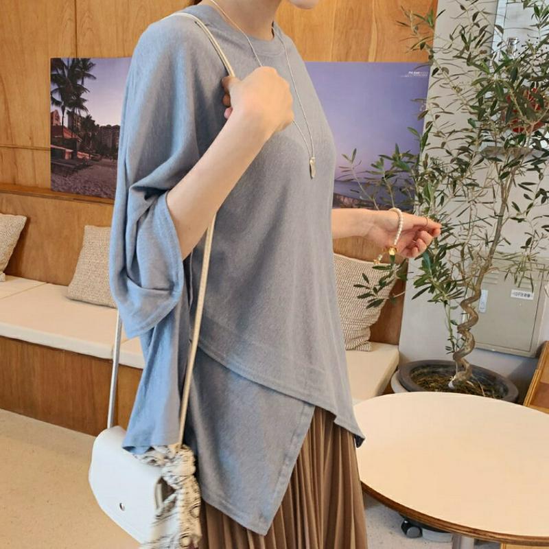 アンバランスケープTシャツ・全4色・b62039 レディース【tops】【トップス Tシャツ アンバランス ケープ 単色 無地 