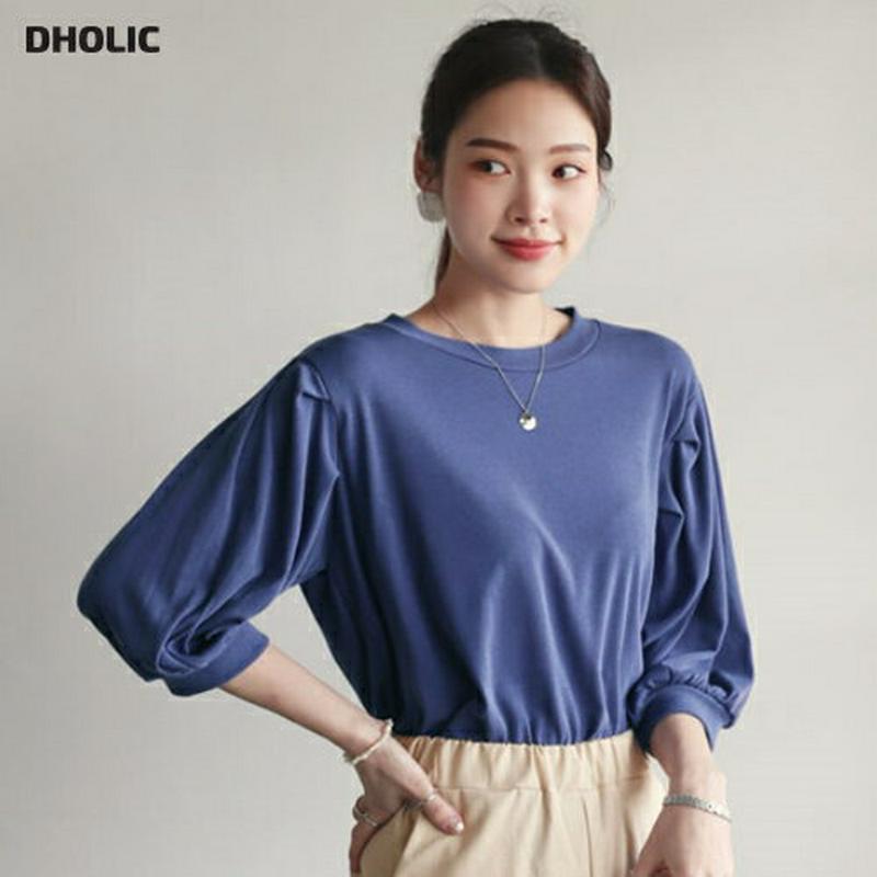ギャザーパフTシャツ・全3色・b61917 レディース【tops】【トップス Tシャツ 七分丈 七分袖 7分丈 7分袖 パフスリ
