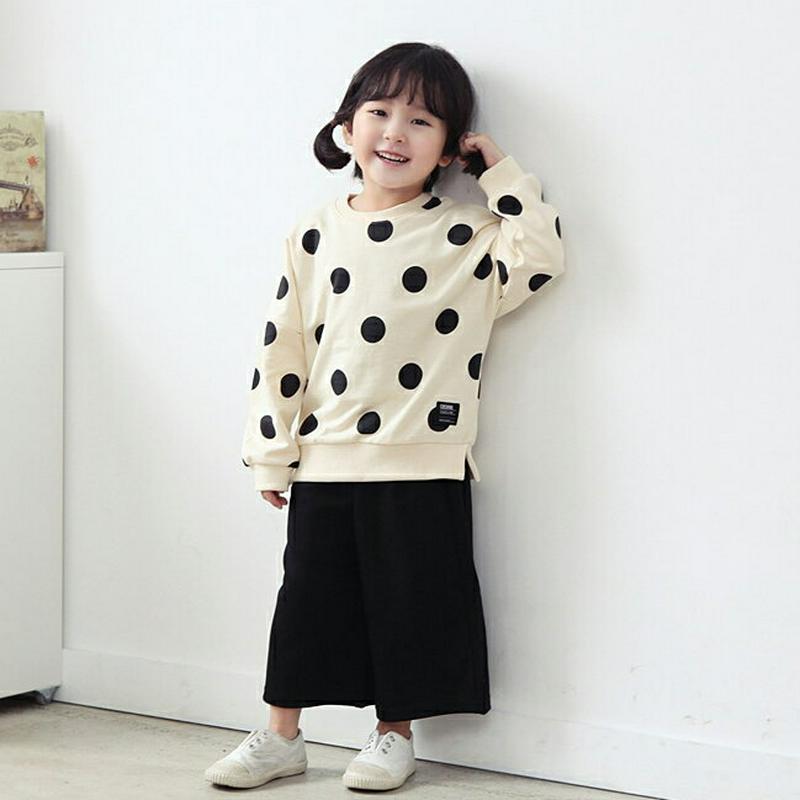 ドットスウェット&パンツSET・p001558 キッズ【3~8才】【set】【セット トップス スウェット トレーナー ドット 柄 長袖 ワイドパンツ ワイド パンツ 長ズボン ボトムス ズボン 無地 女の子 男の子 子供 こども 子供服 こども服】【KIDS】
