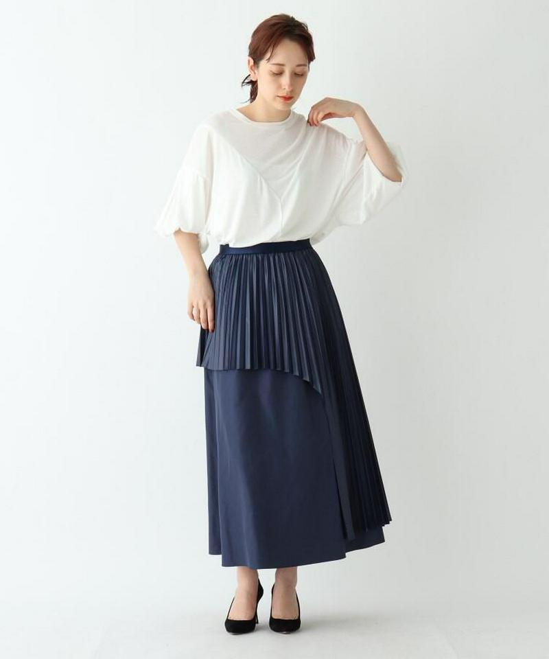 【ウォッシャブル】ドレープスリーブデザインTシャツ