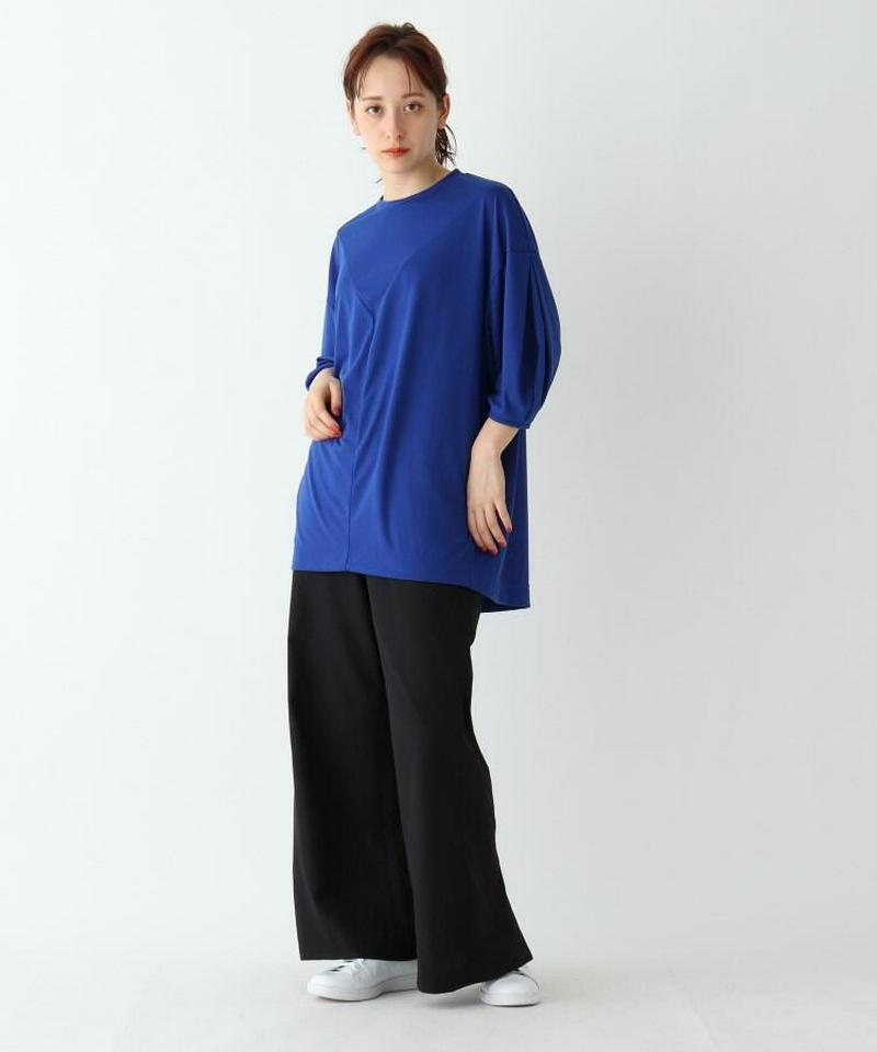 【ウォッシャブル】ドレープスリーブデザインTシャツ