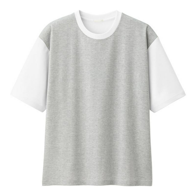 クルーネックT(5分袖)(グレンチェック)