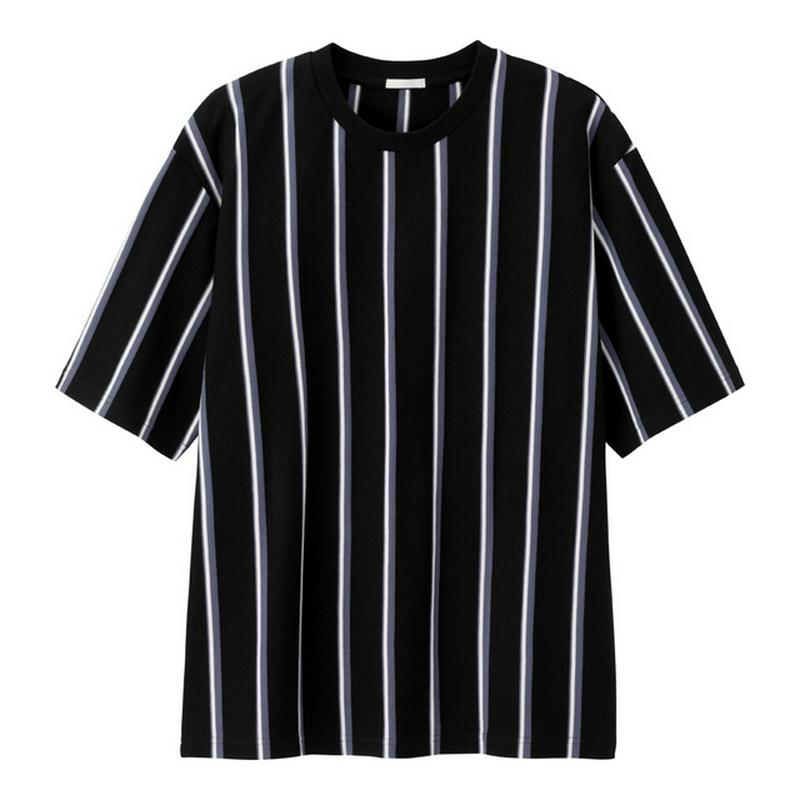 クルーネックT(5分袖)(ストライプ)