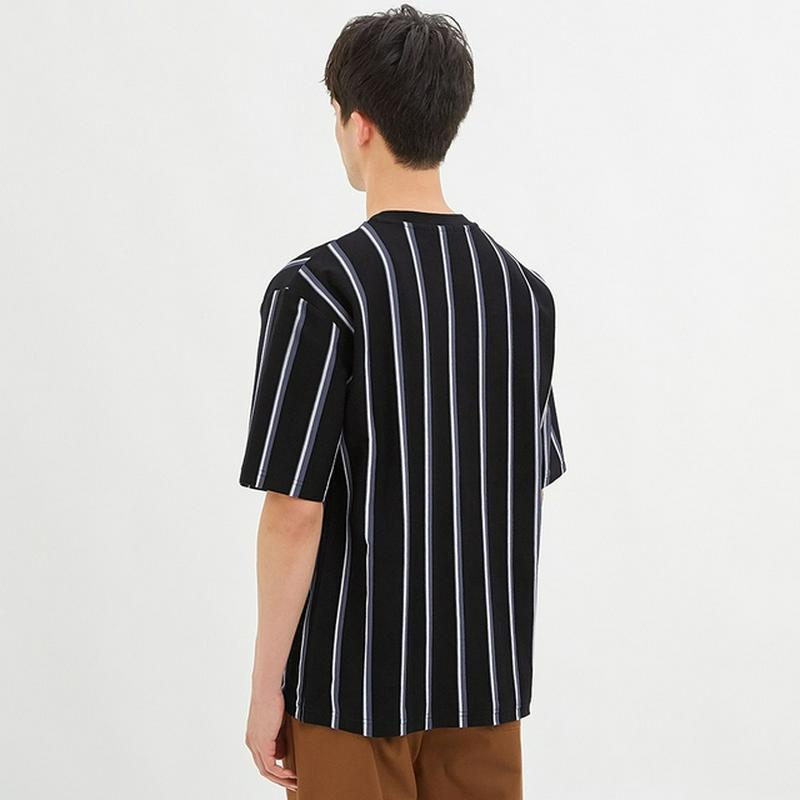 クルーネックT(5分袖)(ストライプ)