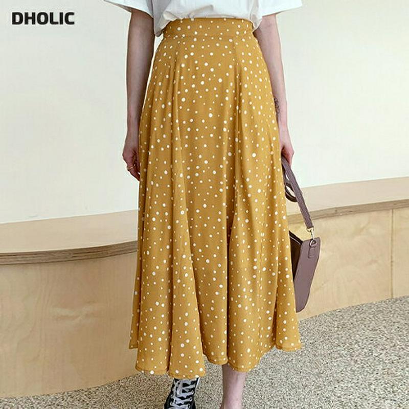 ドットフレアスカート・全3色・t55465 レディース 【sk】【スカート ロング ロングスカート ドット 柄 Aライン 体型カ