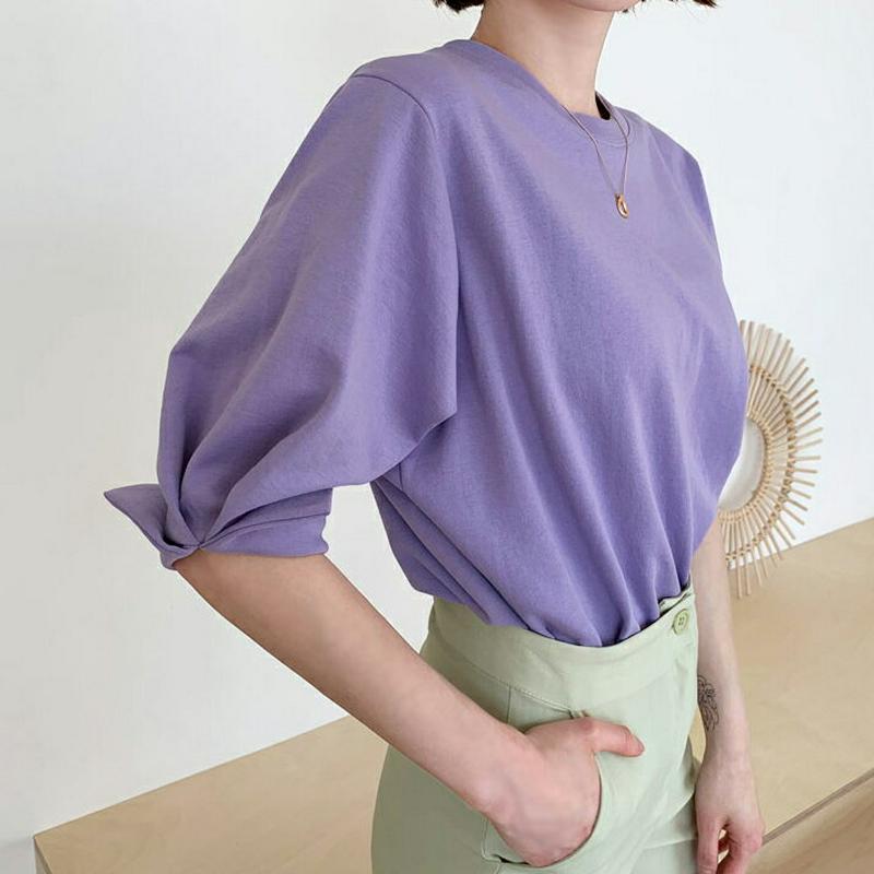 タックスリーブTシャツ・全5色・b55450 レディース 【tops 】【トップス Tシャツ タック タックスリーブ 七分丈 七