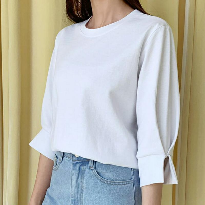 タックスリーブTシャツ・全5色・b55450 レディース 【tops 】【トップス Tシャツ タック タックスリーブ 七分丈 七