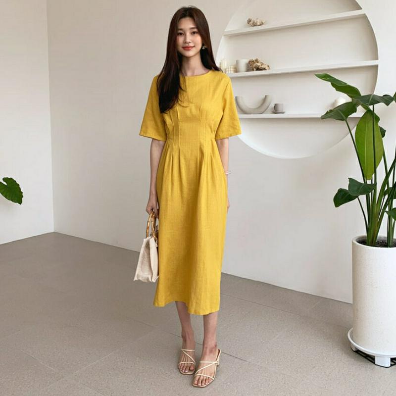 リネン混リボンワンピース・全3色・b59217 レディース 【ops】【ワンピース ロング ロングワンピース リネン リボン り