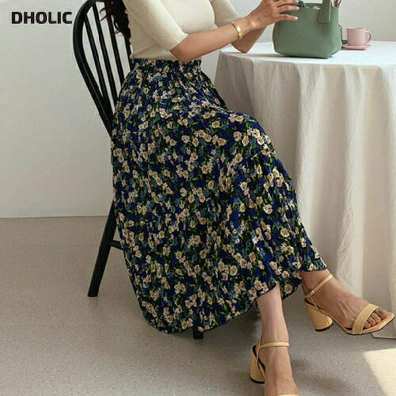 フローラルリンクルスカート・全2色・b59223 レディース 【sk】【スカート ロング ロングスカート 花柄 フラワー リンク