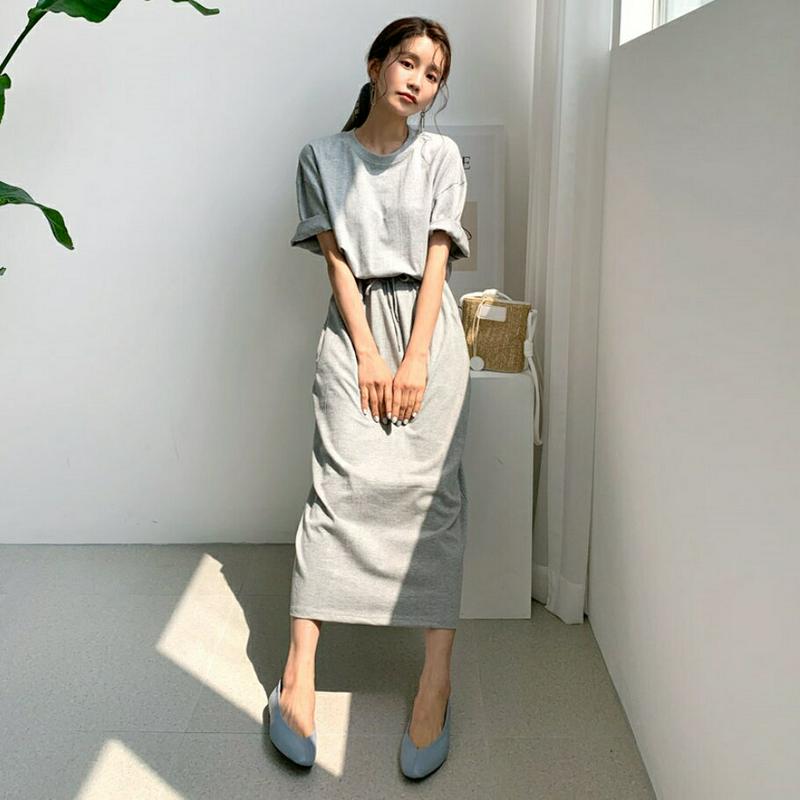 ドロストワンピース・全3色・b59218 レディース 【ops】【ワンピース ロング ロングワンピース 半袖 ハーフスリーブ 単