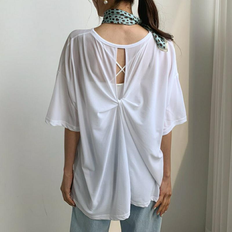 ツイストバックスリットTシャツ・全5色・b59202 レディース 【tops】【トップス Tシャツ 半袖 ハーフスリーブ バック