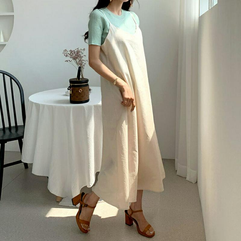 リネン混キャミワンピース・全2色・b59216 レディース 【ops】【ワンピース ロング ロングワンピース スリーブレス ノー