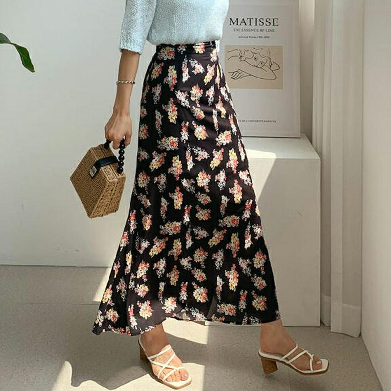 フローラルロングスカート・全2色・b59225 レディース 【sk】【スカート ロング ロングスカート 花柄 フラワー Aライン