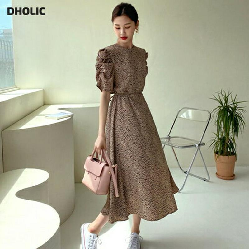 ≪人気商品再入荷≫ストラップ付レオパードワンピース・全2色・b55422 レディース 【ops】 韓国ファッション ワンピース ロングワンピース レオパード ヒョウ柄 アニマル柄 総柄 半袖 ハーフスリーブ ギャザー カジュアル 可愛い かわいい 春 夏