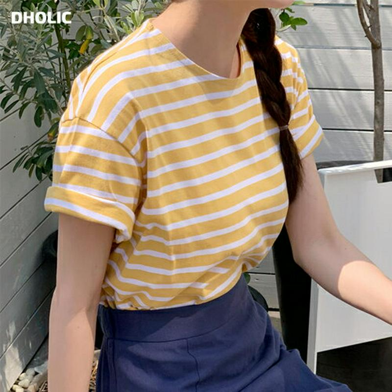 サイド配色ボーダーTシャツ・全4色・t62047 レディース【tops】【トップス Tシャツ 半袖 ハーフスリーブ ボーダー 柄