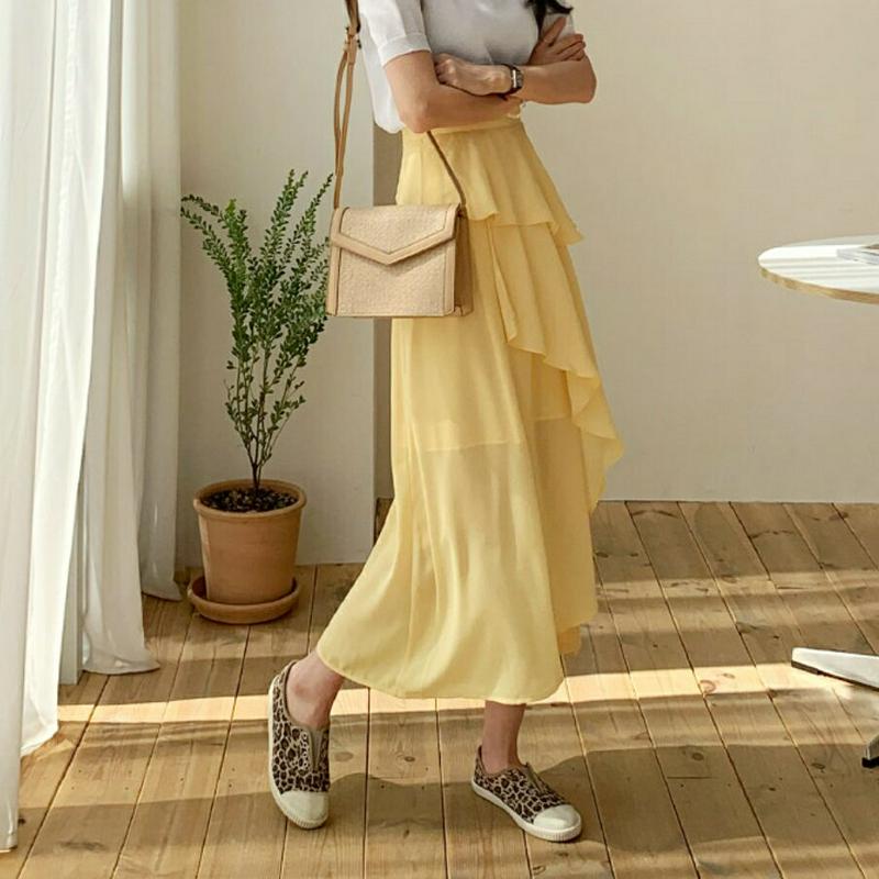 ラッフルフレアスカート・全3色・b62088 レディース【sk】【スカート ロング ロングスカート ラッフル フリル フレア フ