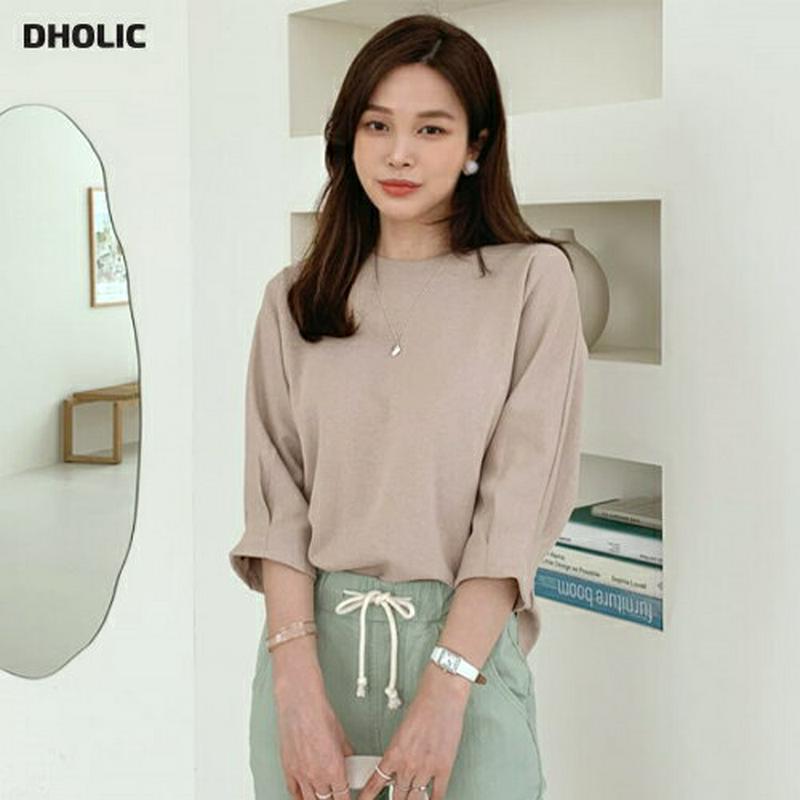 タックラウンドネックTシャツ・全3色・b62055 レディース【tops】【トップス Tシャツ 七分丈 七分袖 7分丈 7分袖 