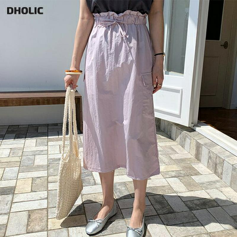 ドロストポケットスカート・全4色・t62023 レディース【sk】【スカート ミディ丈 ミディスカート ドロスト 単色 無地 シ