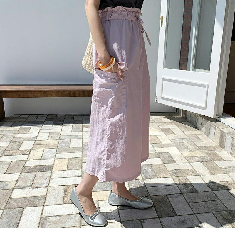 ドロストポケットスカート・全4色・t62023 レディース【sk】【スカート ミディ丈 ミディスカート ドロスト 単色 無地 シ