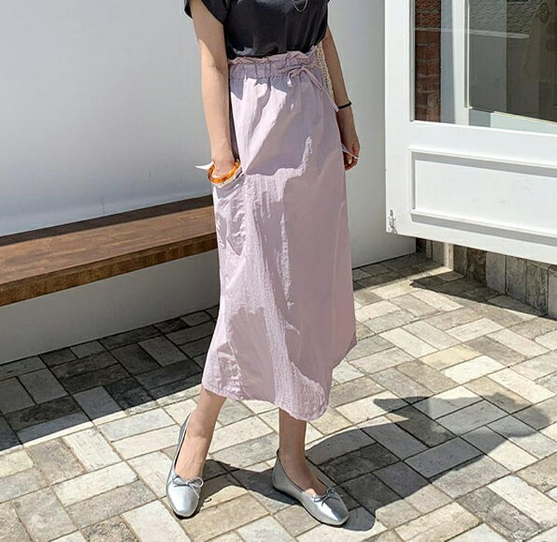 ドロストポケットスカート・全4色・t62023 レディース【sk】【スカート ミディ丈 ミディスカート ドロスト 単色 無地 シ