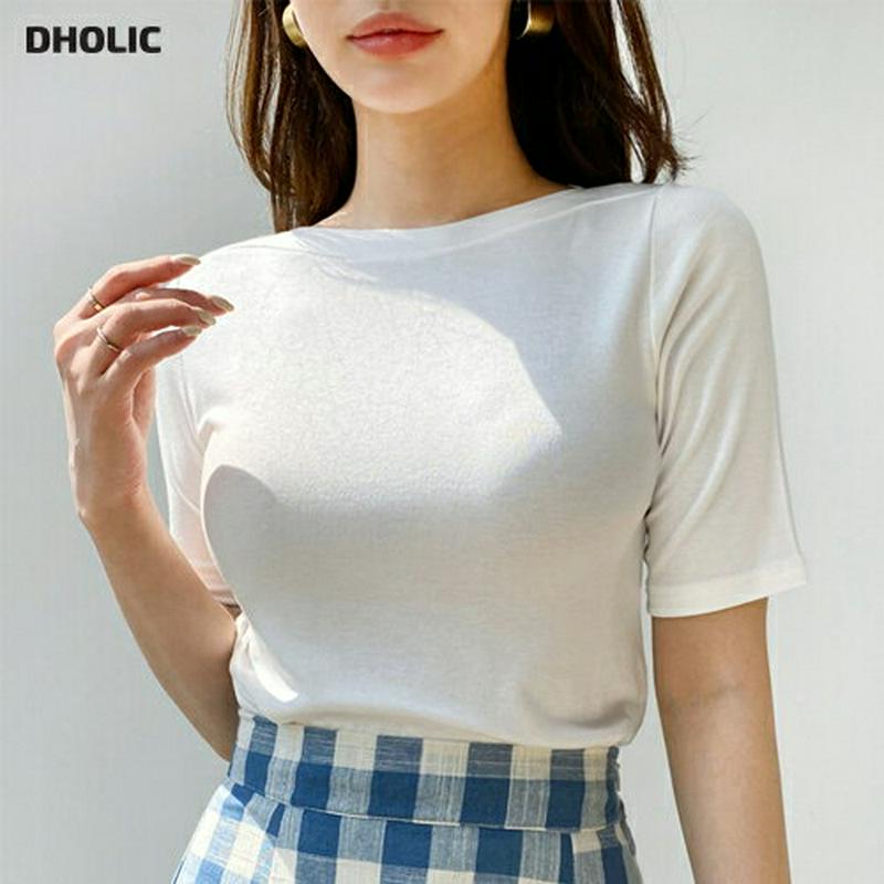 ボートネックスリムTシャツ・全5色・t62006 レディース【tops】【トップス Tシャツ 半袖 ハーフスリーブ ボートネック