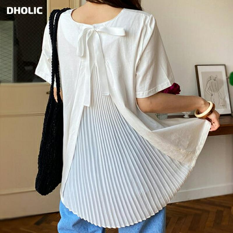 バックリボンプリーツTシャツ・全2色・b62010 レディース【tops】【トップス Tシャツ バックプリーツ プリーツ プリー