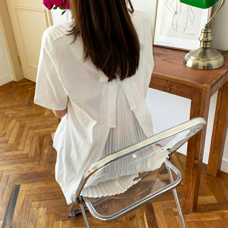 バックリボンプリーツTシャツ・全2色・b62010 レディース【tops】【トップス Tシャツ バックプリーツ プリーツ プリー