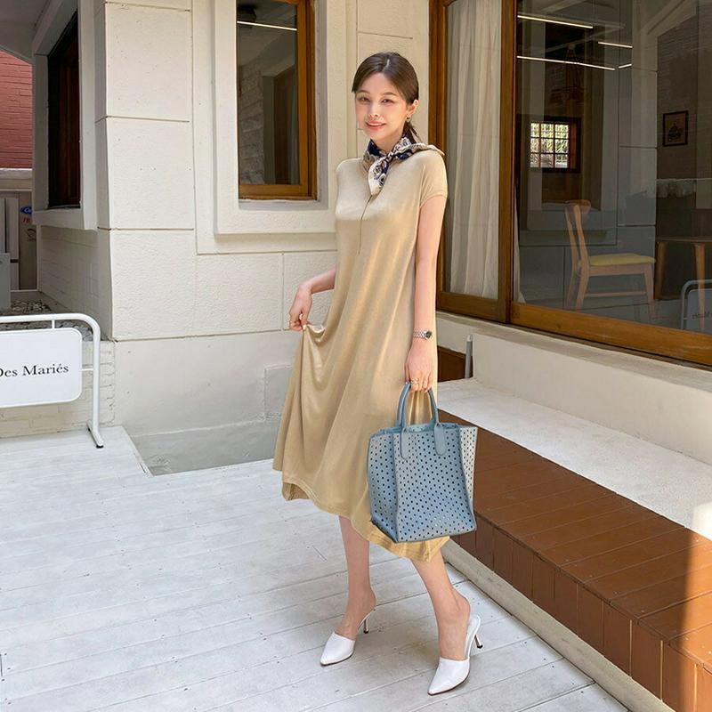 キャップスリーブワンピース・全4色・b62017 レディース【ops】【ワンピース ミディ丈 ミディワンピース 半袖 ショートス