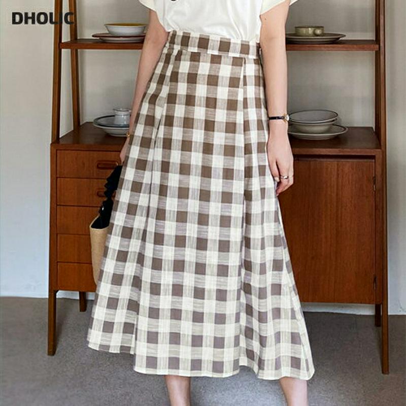 チェックAラインスカート・全2色・b62024 レディース【sk】【スカート ロング ロングスカート チェック チェック柄 ギン
