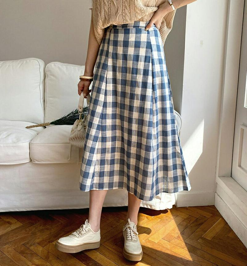 チェックAラインスカート・全2色・b62024 レディース【sk】【スカート ロング ロングスカート チェック チェック柄 ギン