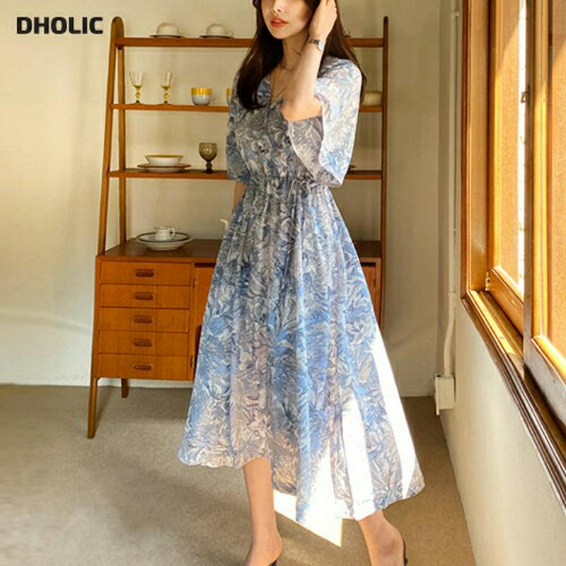 ボタニカルドロストワンピース・全3色・b62019 レディース【ops】【ワンピース ロング ロングワンピース ボタニカル ドロ