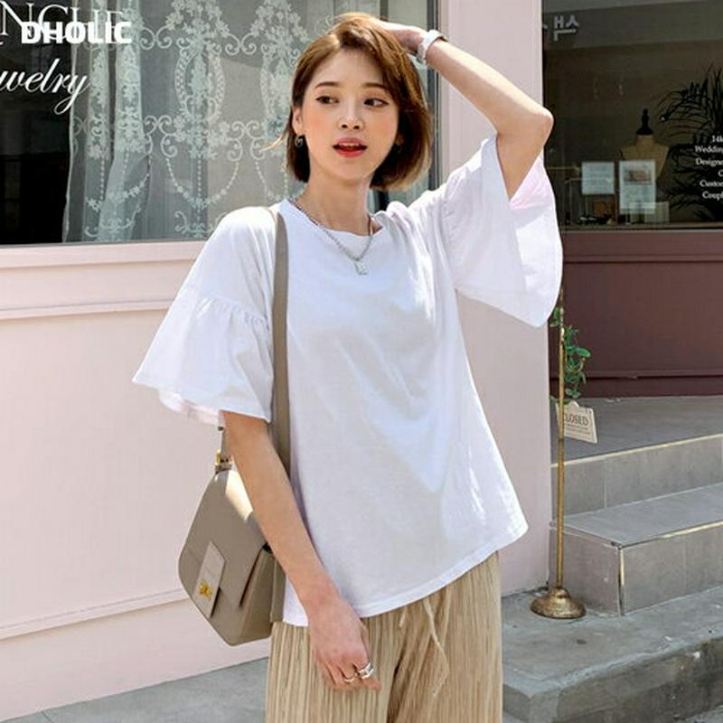 フレアスリーブTシャツ・全4色・b55494 レディース 【tops】【トップス Tシャツ 半袖 ハーフスリーブ フレア フレア