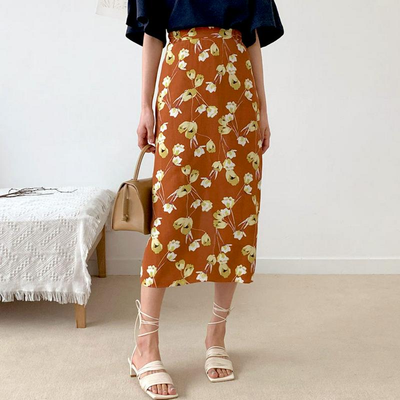 Hライン花柄スカート・全2色・t55508 レディース 【sk】【スカート ロングスカート ロング 花柄 フラワー Hライン 大