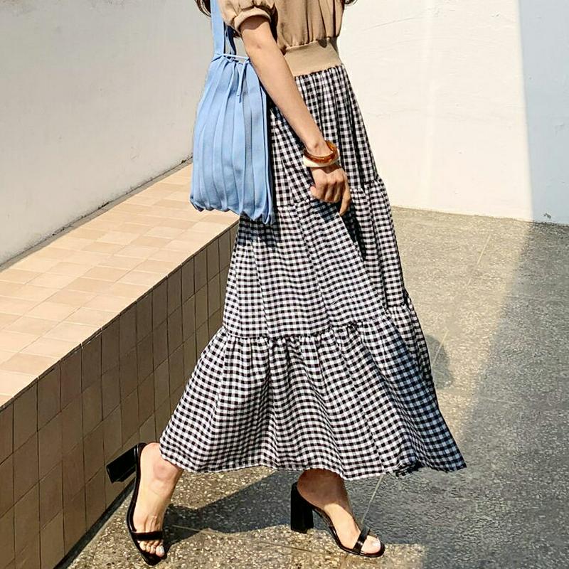 ≪人気商品再入荷≫ラグランチェックコントラストワンピース・全3色・b55499 レディース 【ops】 異素材ミックス 韓国ファッション ワンピース ロング丈 半袖 ハーフスリーブ チェック柄 ギンガムチェック ティアード コントラスト カジュアル 春 夏