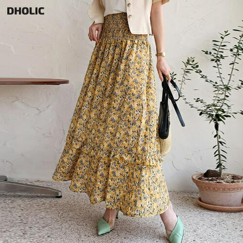 シャーリング花柄スカート・全4色・t55509 レディース 【sk】【スカート ロング ロングスカート 花柄 フラワー 小花柄 